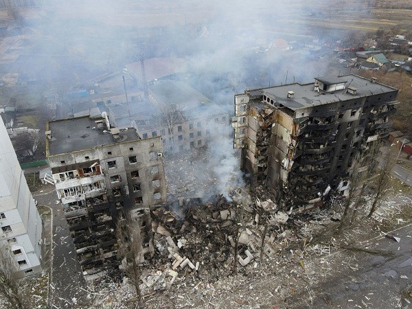 City in Ukraine bombed by Russia